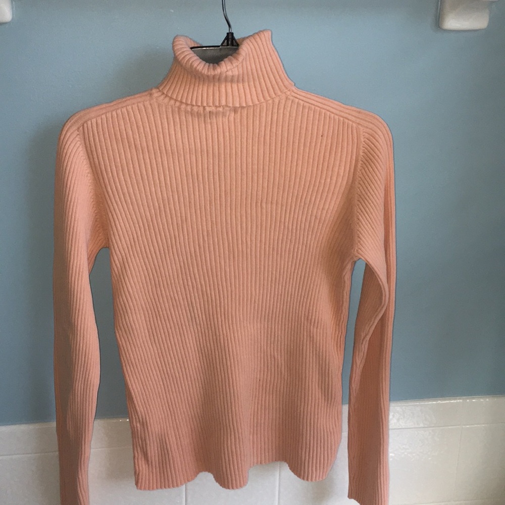 Peach Ribbed Turtle Neck - Picture 2 of 3